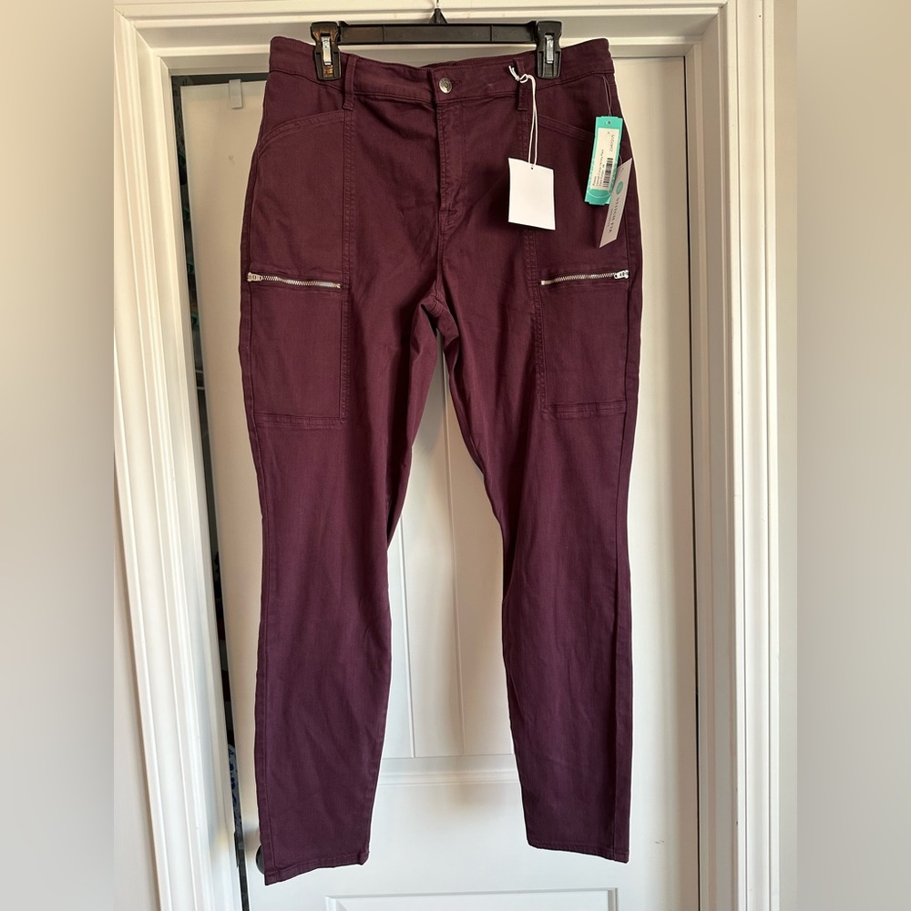 Women’s NWT Pistola Dark Purple Size 32‎ or 14 Cargo Skinny Pants - Picture 3 of 11
